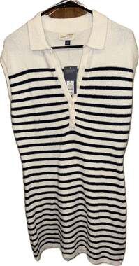 Universal Thread Women's Navy Stripe Mini Knit Polo Sweater Dress